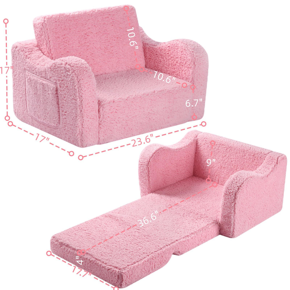 MOMCAYWEX Kids Sofa camping-ready, perfect for travel or sleepovers.