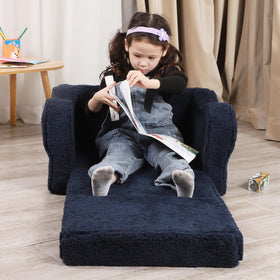 MOMCAYWEX Kids Sofa in dark blue adds playful style to kid spaces.