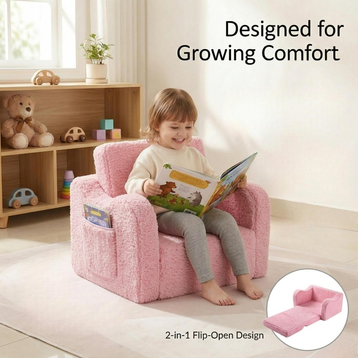 MOMCAYWEX Kids Sofa safety edges, child-friendly design for worry-free use.