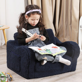 MOMCAYWEX Kids Sofa with soft Sherpa cover for plush comfort and easy care.