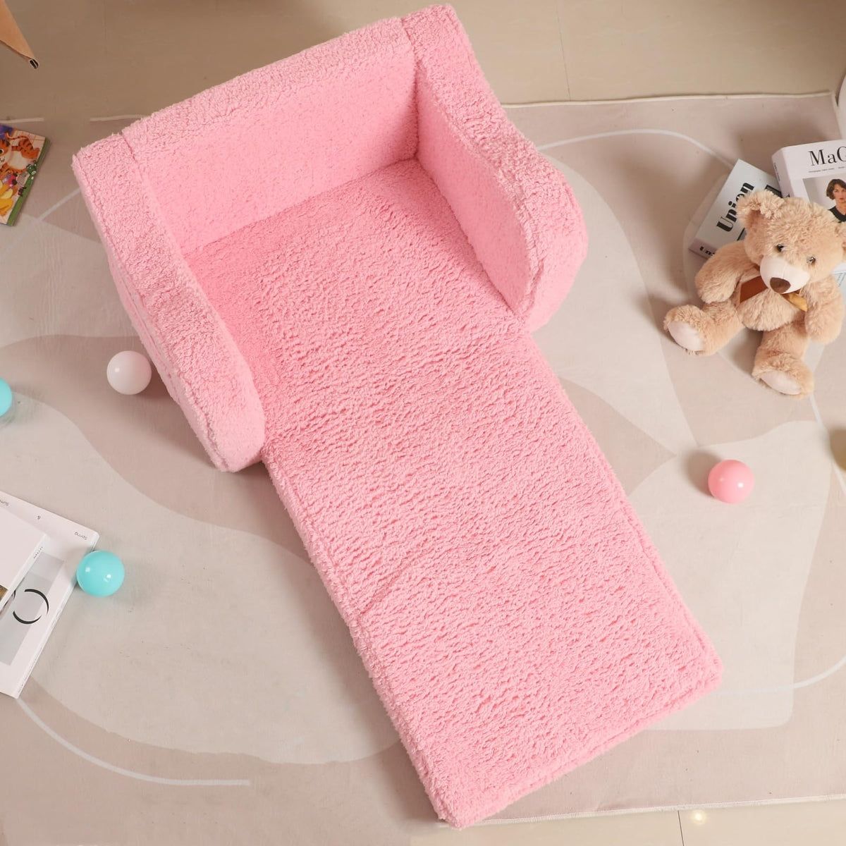 MOMCAYWEX Kids Sofa sherpa cover, plush comfort that's easy to clean.