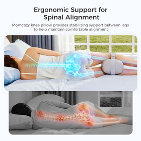 Momcozy knee pillow with adjustable strap stays secure during night rest