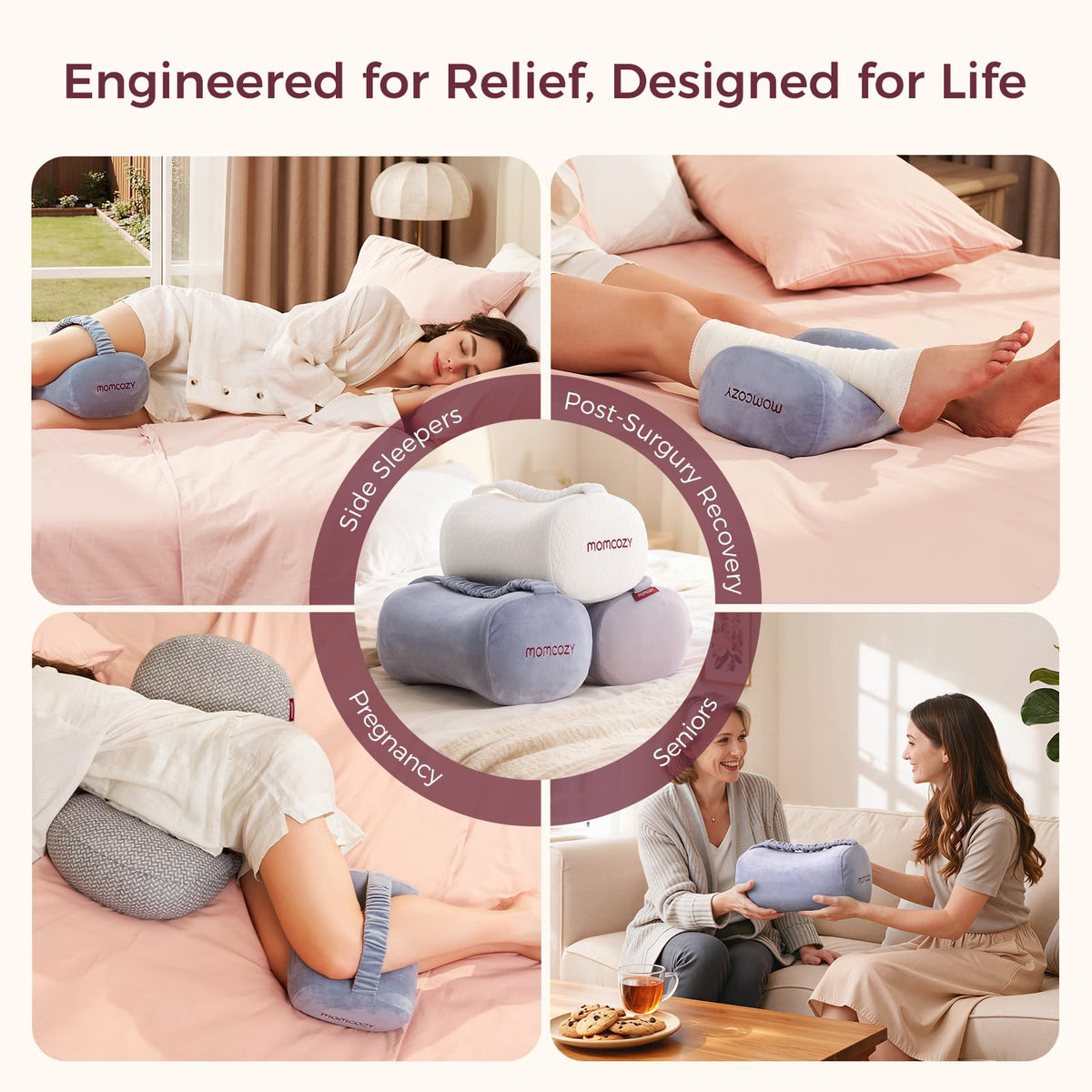 Momcozy knee pillow is ideal for pregnant women seeking nightly comfort.