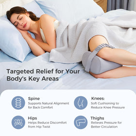 Momcozy knee pillow memory foam core contours to legs for gentle elevation