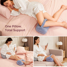 Momcozy gray crystal velvet pillow blends soft texture with ergonomic support.