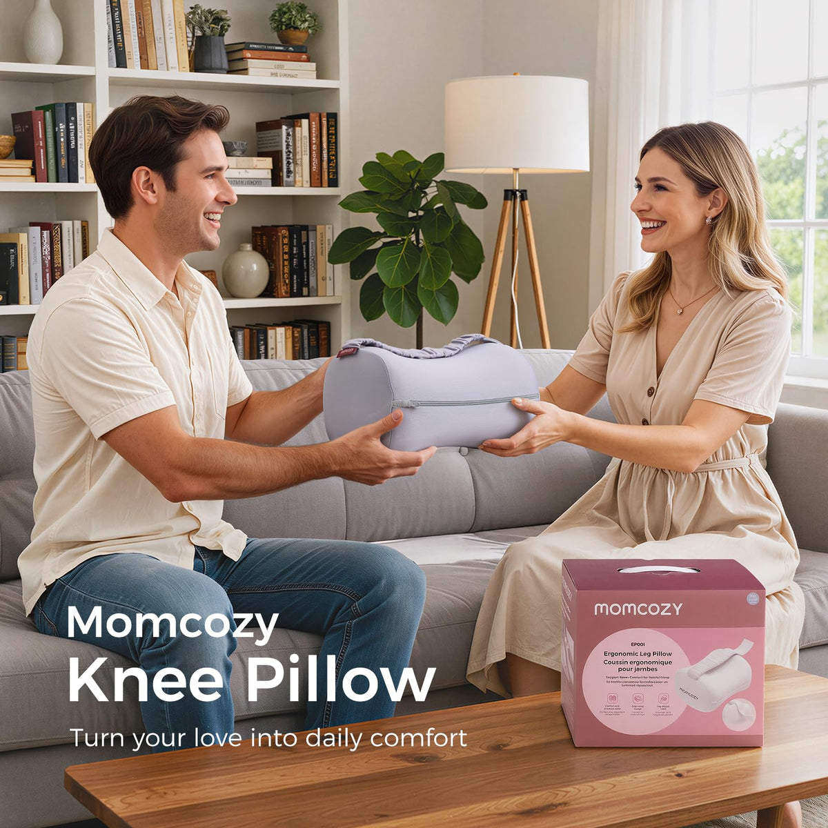 Momcozy knee pillow is lightweight and travel-friendly for on-the-go comfort
