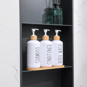 MOMEEMO bamboo tray organizer enhances display and stores small items.