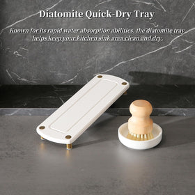 MOMEEMO Gold brush holder keeps brushes neatly organized on the tray.