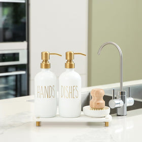 MOMEEMO Gold farmhouse decor-ready set enhances countertop aesthetics.