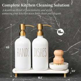MOMEEMO Gold hand soap dispenser adds stylish practicality to the sink.