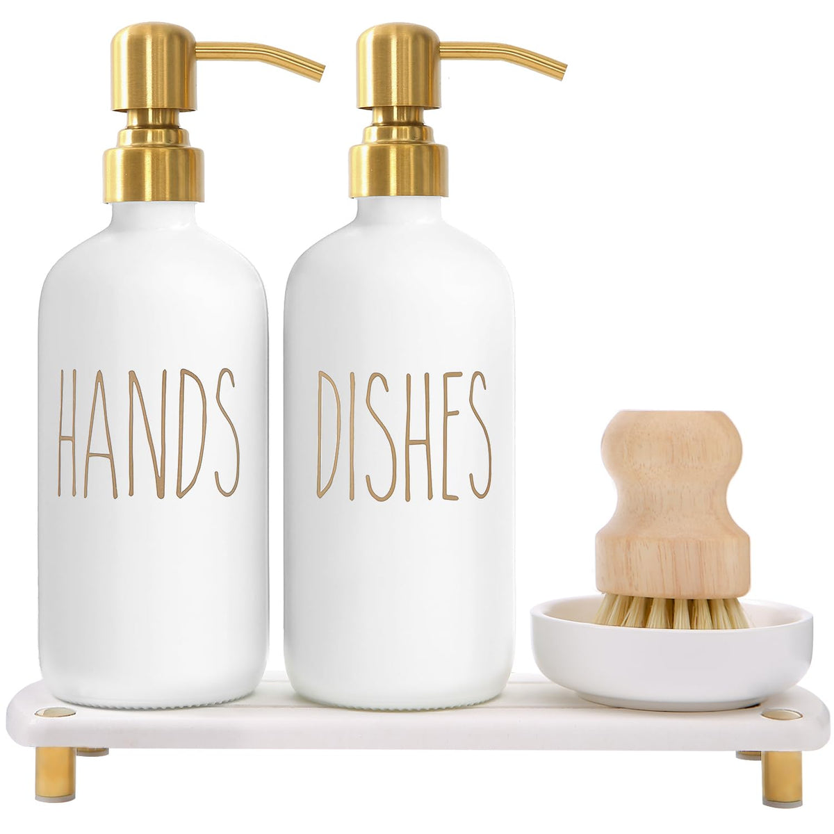 MOMEEMO Gold soap dispenser pumps offer easy, mess-free dish dispensing.