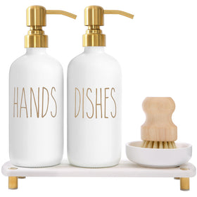 MOMEEMO Gold soap dispenser pumps offer easy, mess-free dish dispensing.