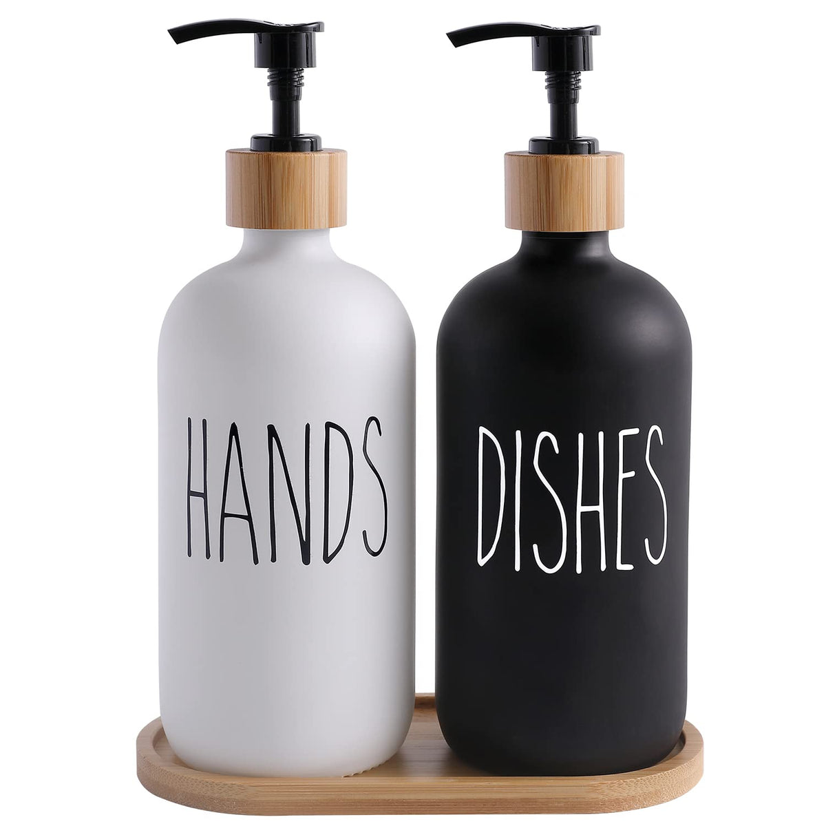 MOMEEMO hand soap dispenser in black and white for organized counters.