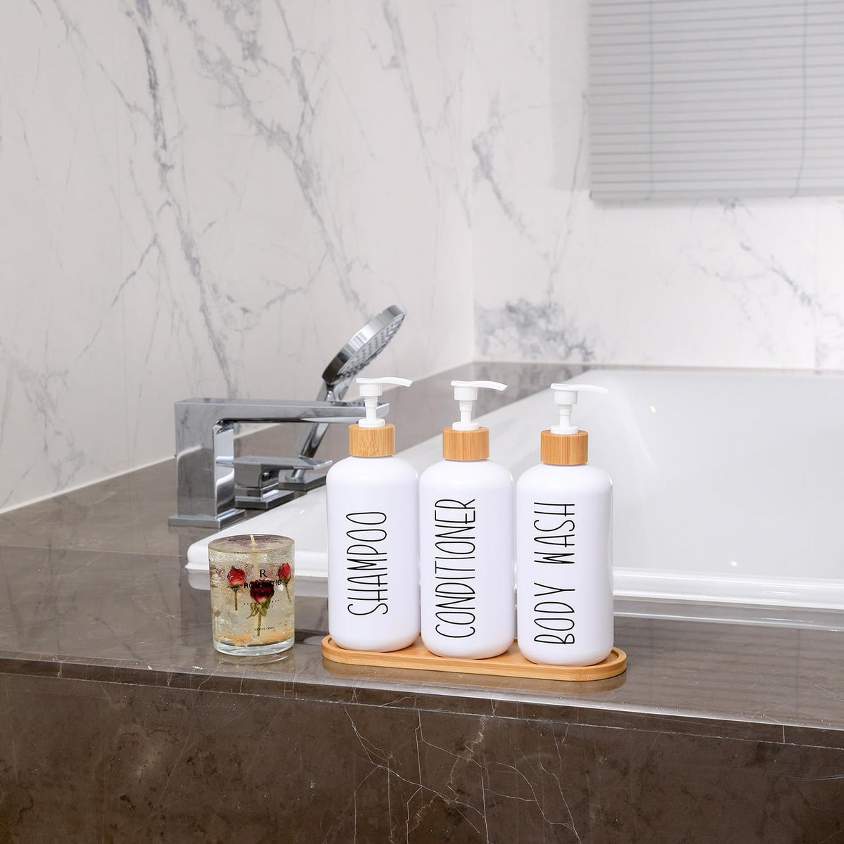 MOMEEMO refillable bottles offer stylish, sustainable gift-ready bathroom upgrade.