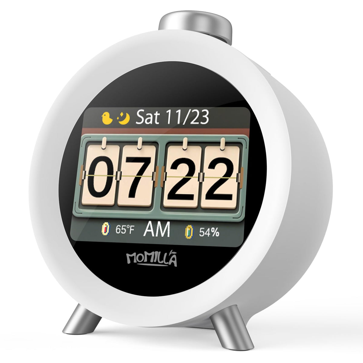 MOMILLA alarm clock with 2.8-inch color display for clear bedroom visibility