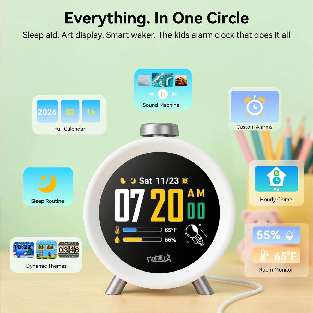 MOMILLA clock buttons and dial for quick setup
