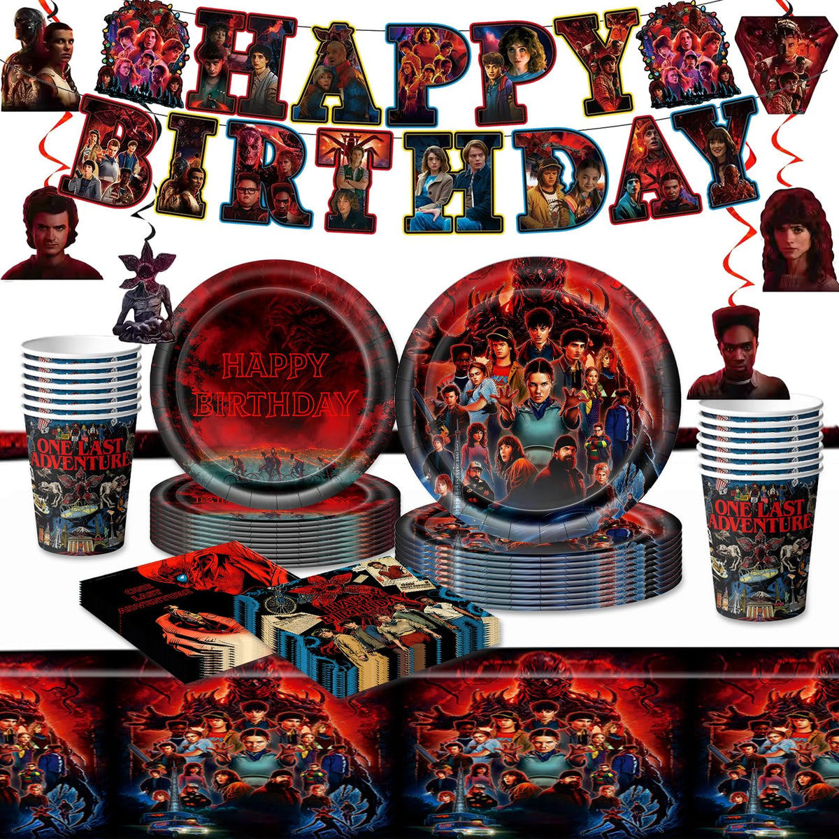 MOMODEER Stranger 5 TV banner enhances immersive birthday decor and focal party moments.