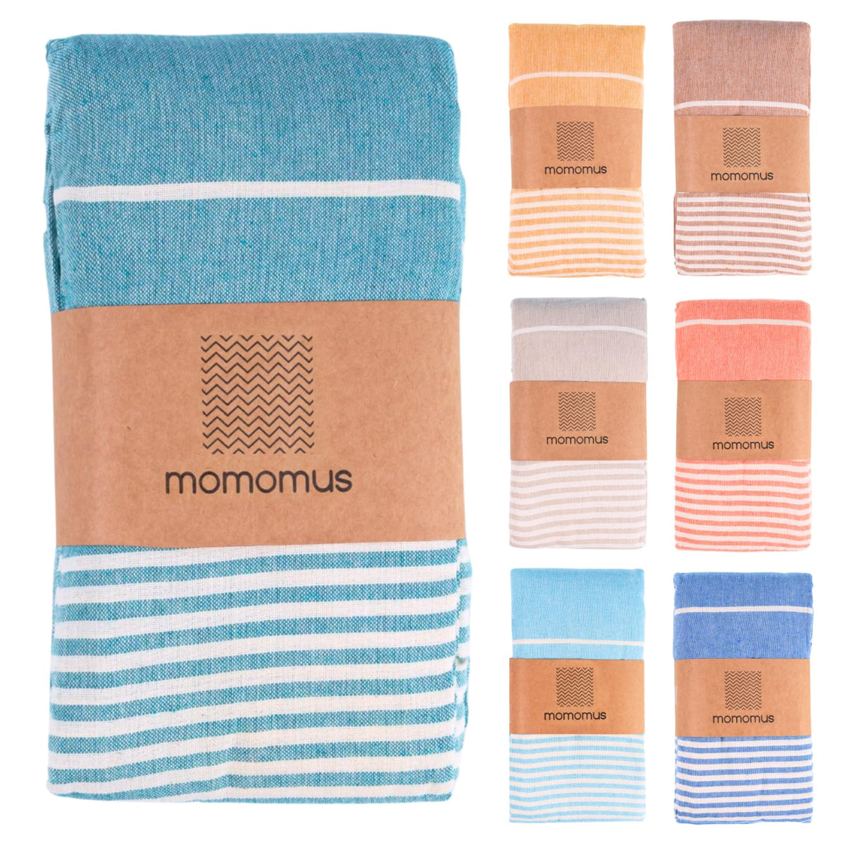 MOMOMUS extra large Turkish towel sea green folded for compact packing.