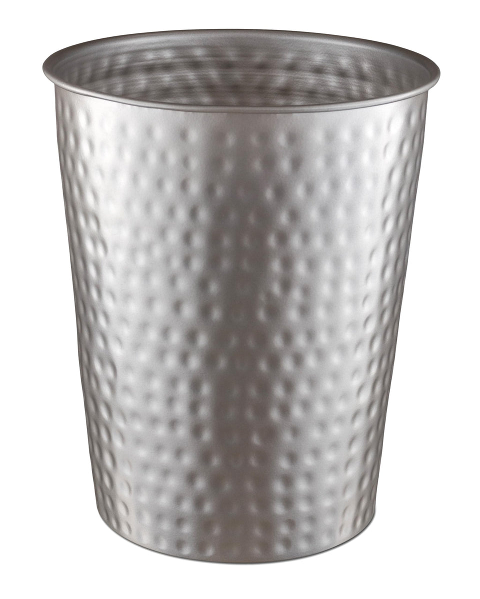 Monarch Abode hand hammered wastebasket close-up showing artisanal texture and durable finish.