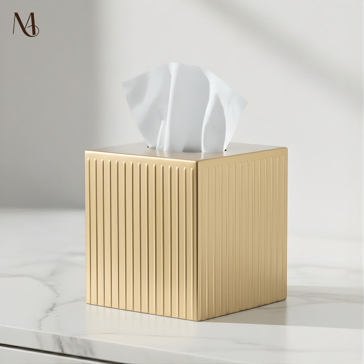 Monarch Abode ridge-embossed classic white tissue box cover blends with any style