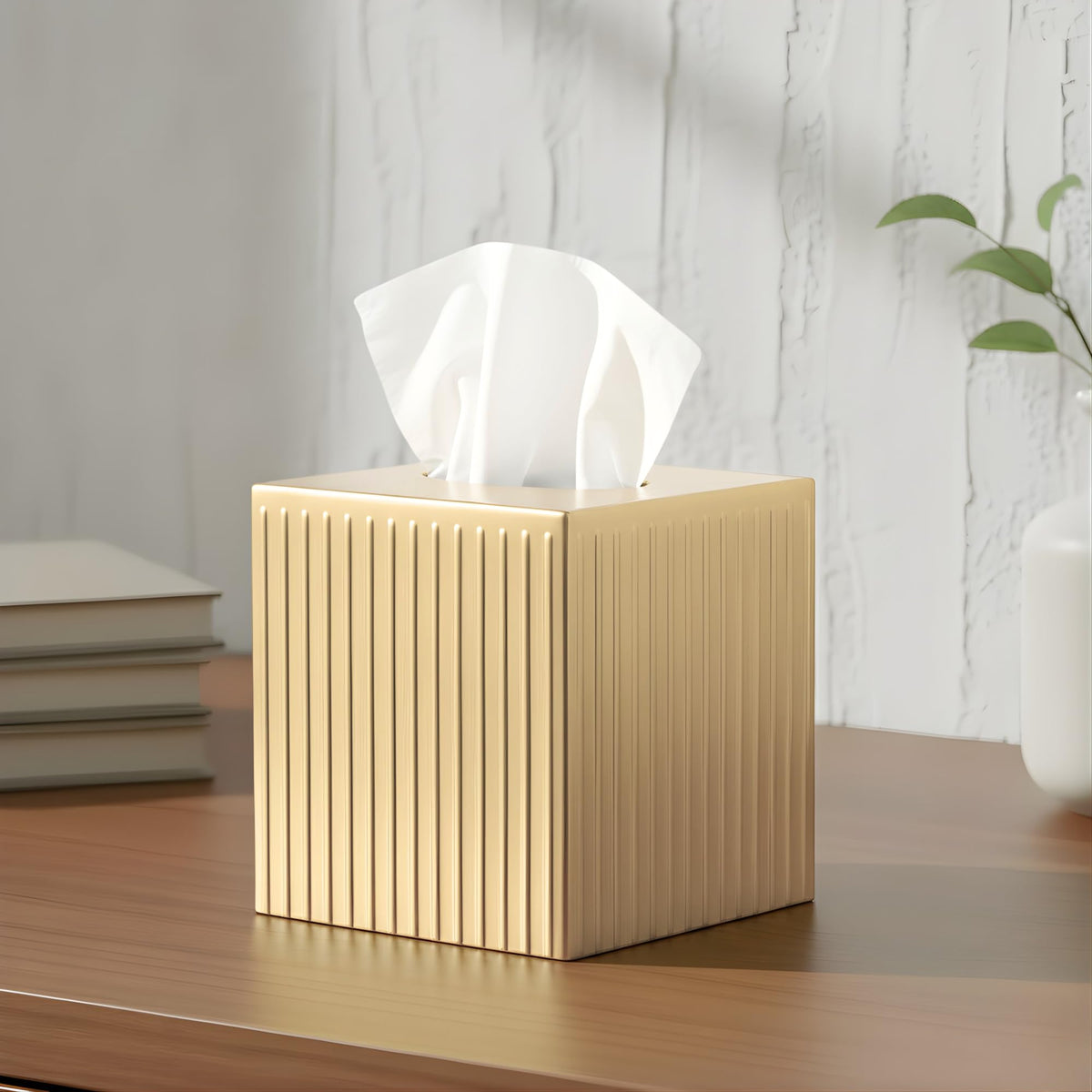 Monarch Abode ridge-embossed matte black tissue box cover adds sleek organization