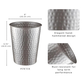 Monarch Abode rust-resistant metal wastebasket ideal for humid bathrooms or kitchens.