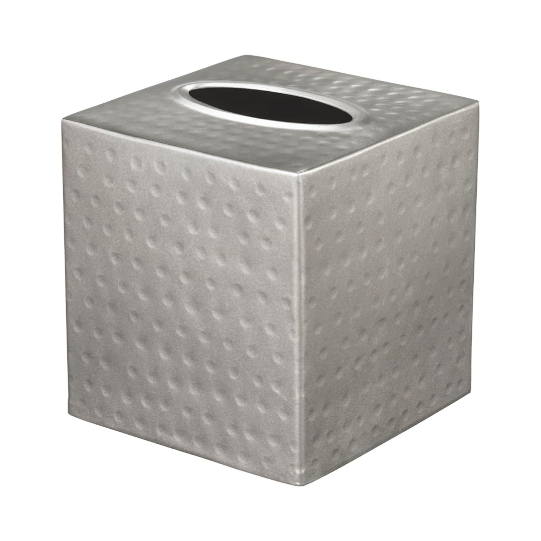 Monarch Abode Classic White square cover with hammered texture on bathroom vanity