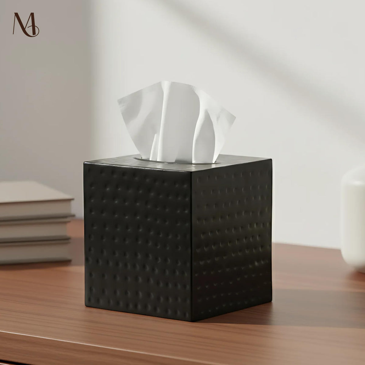 Monarch Abode classic white square tissue box cover keeps countertops organized