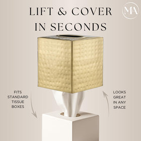 Monarch Abode tissue box cover square close-up hammer texture showing artisanal detail