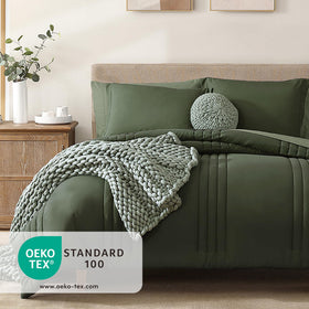 Monbix bed-in-a-bag 7-piece set laid out for easy styling.