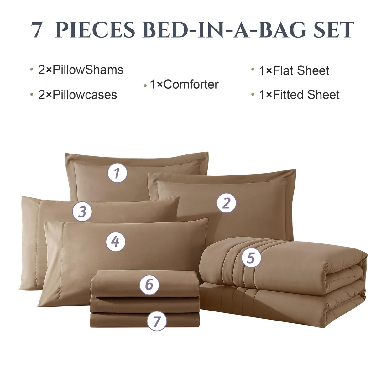 Monbix bed-in-a-bag unpacked view highlights seven piece value and complete setup
