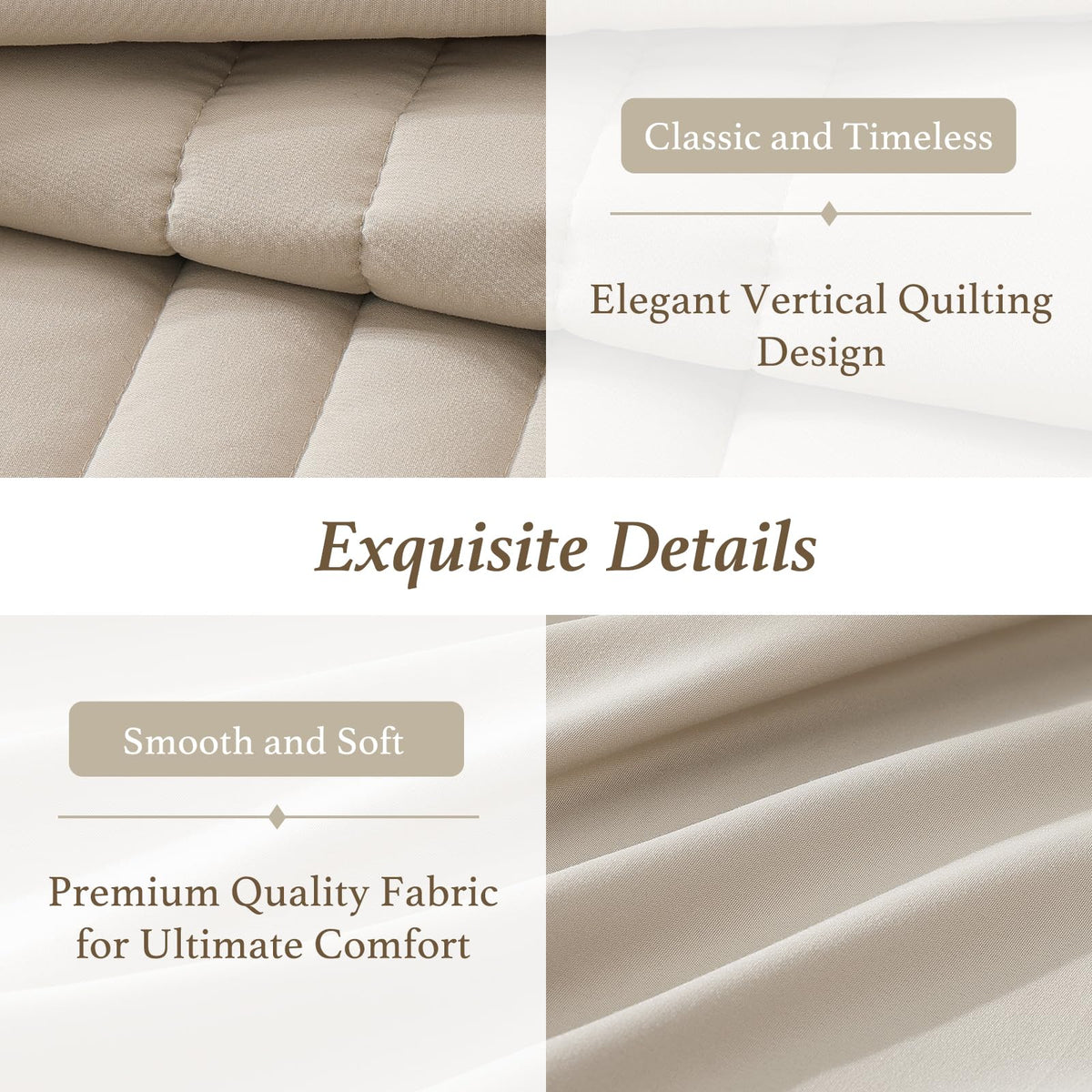 Monbix beige bedroom setup complements versatile décor.