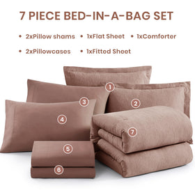 Monbix bedroom scene with dusty pink bedding creating a calm, inviting sleep space.