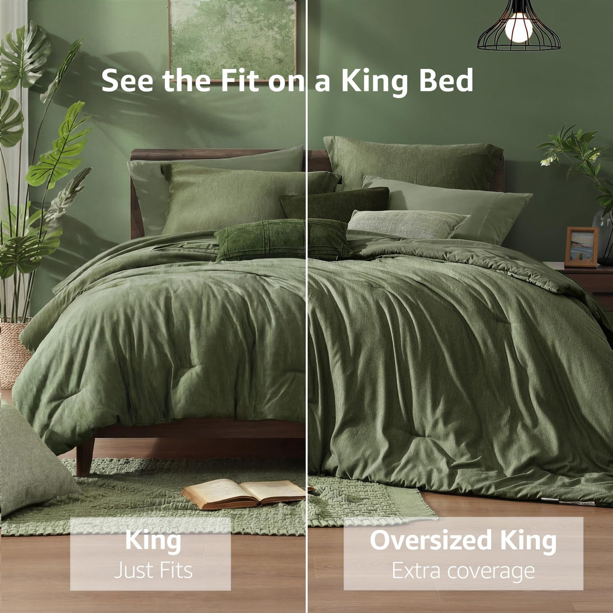Monbix flat sheet king olive-green, smooth and breathable.