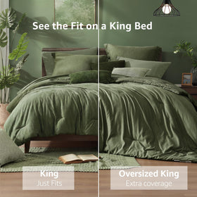 Monbix flat sheet king olive-green, smooth and breathable.