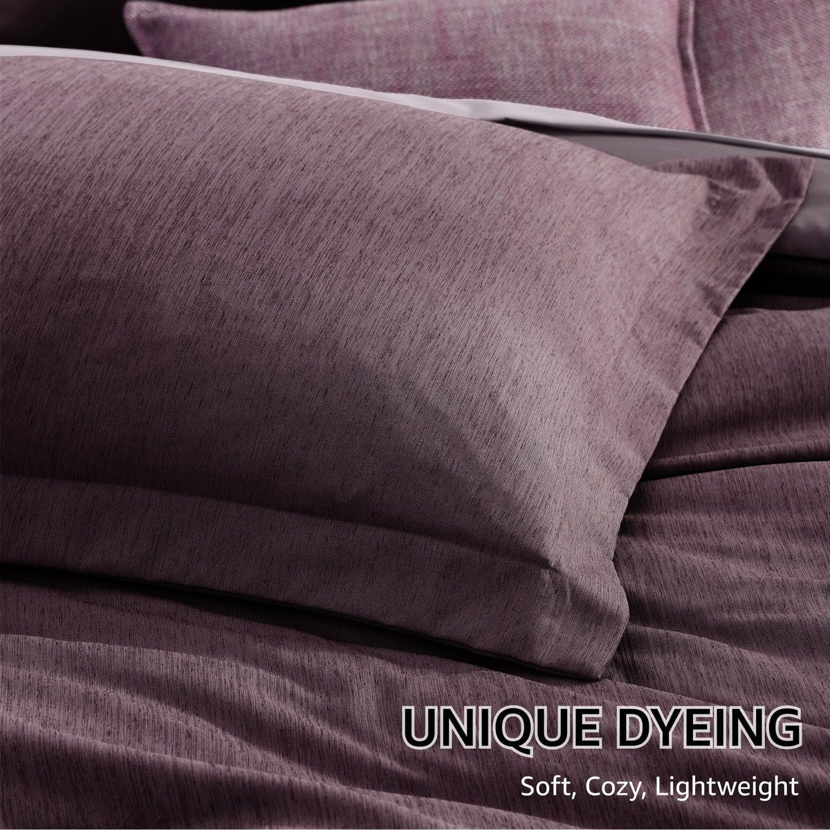 Monbix Italian Plum King bedding comes vacuum-packaged for compact storage.