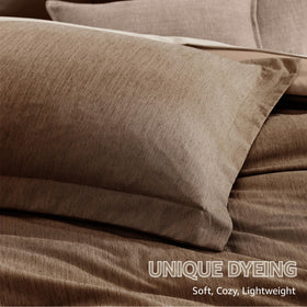 Machine-washable Monbix comforter set shown ready for easy-care routine.