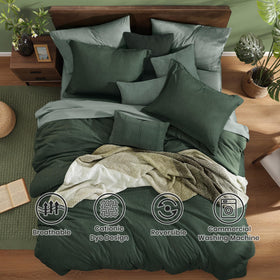 Monbix king size comforter reversible deep forest shows versatile color options