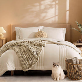 Monbix king-size comforter set apricot-beige packaging for gifting and easy unboxing