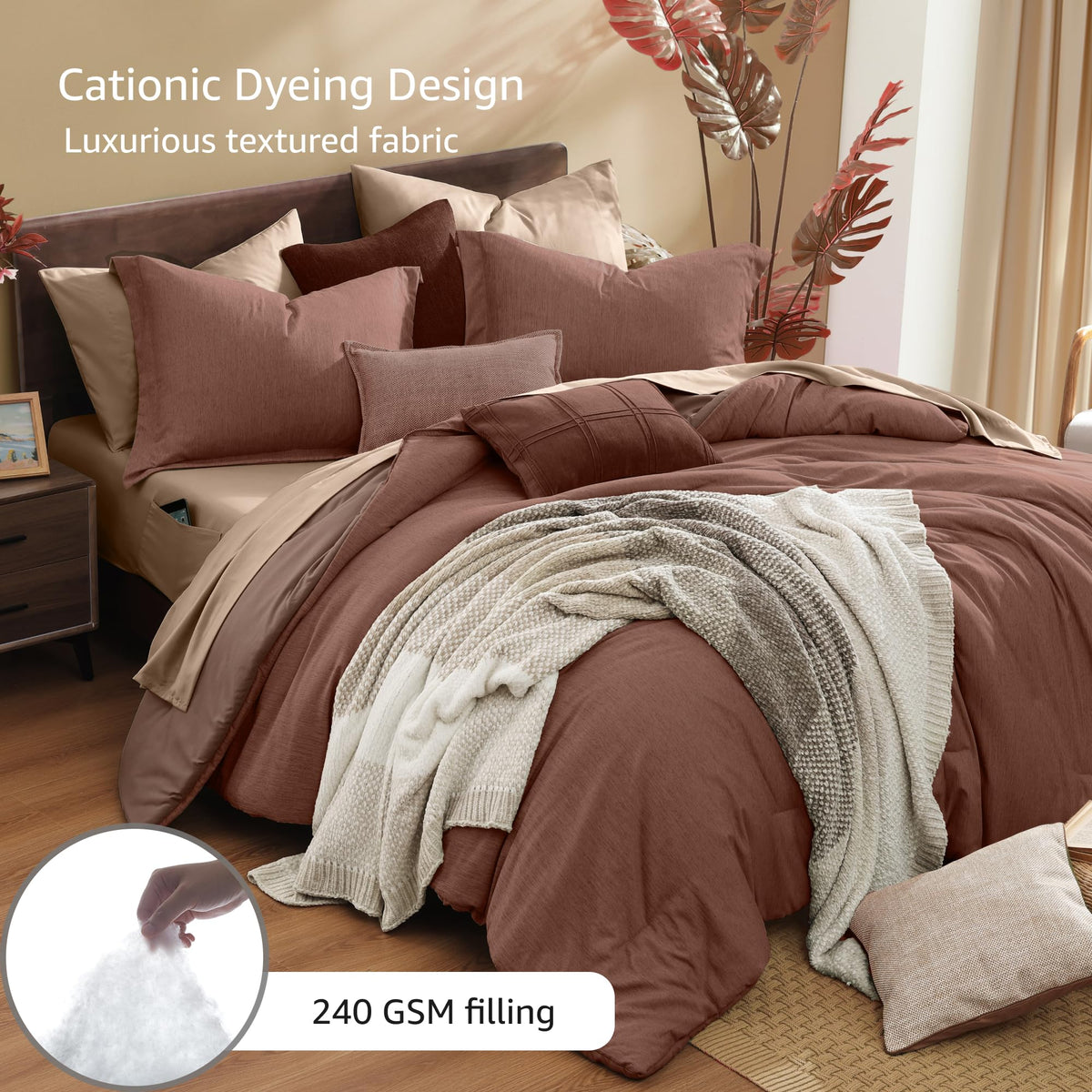 Monbix king-size fitted sheet with deep pocket for a secure, wrinkle-free fit.