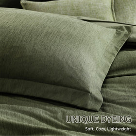 Monbix olive-green bedding set packaging for compact storage