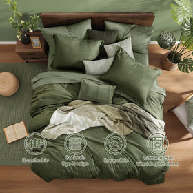 Monbix olive-green flat sheet spread for crisp, smooth sleep