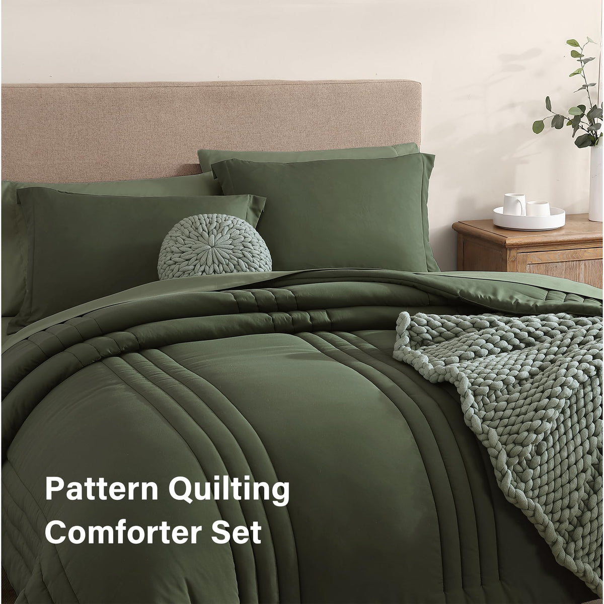 Monbix flat sheets in olive green, silky-smooth surface.