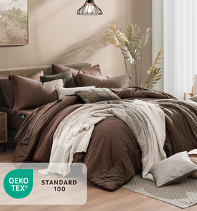Monbix pillowcases and shams arranged to illustrate cohesive styling.