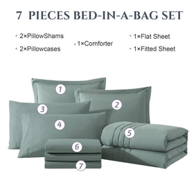 Monbix Queen bedding set in a stylish sage bedroom, inviting restful vibes.