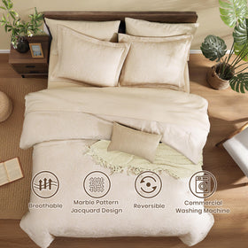 Monbix queen comforter fabric detail reveals double brushed softness and even color