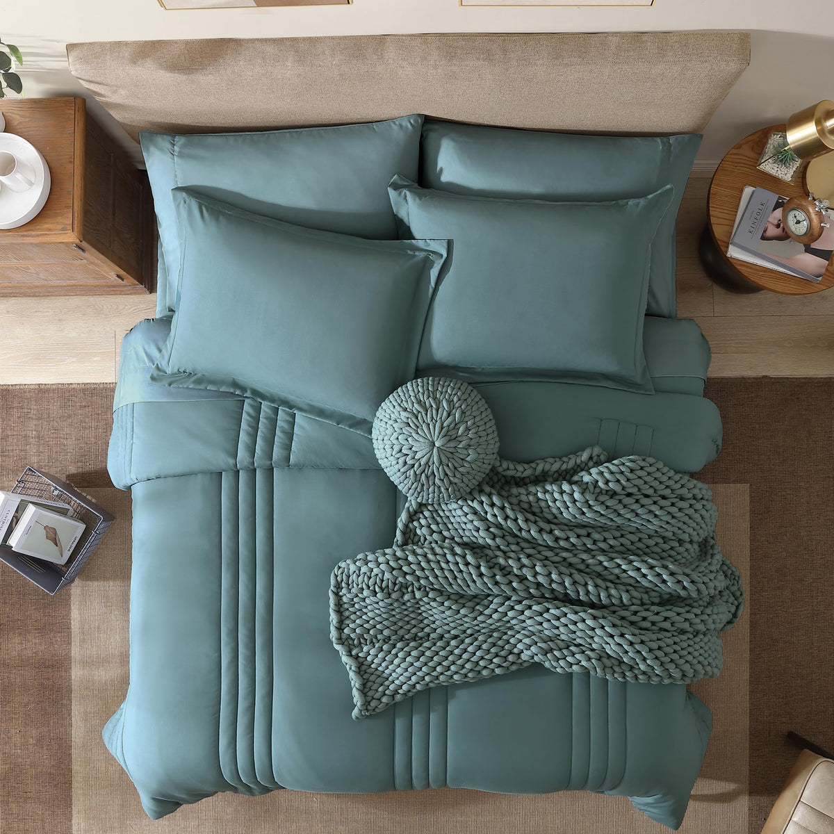 Monbix queen pillowcases in blue-green finish for easy mornings
