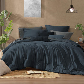 Monbix Queen Comforter Set navy comforter with cloud-like loft for cozy warmth