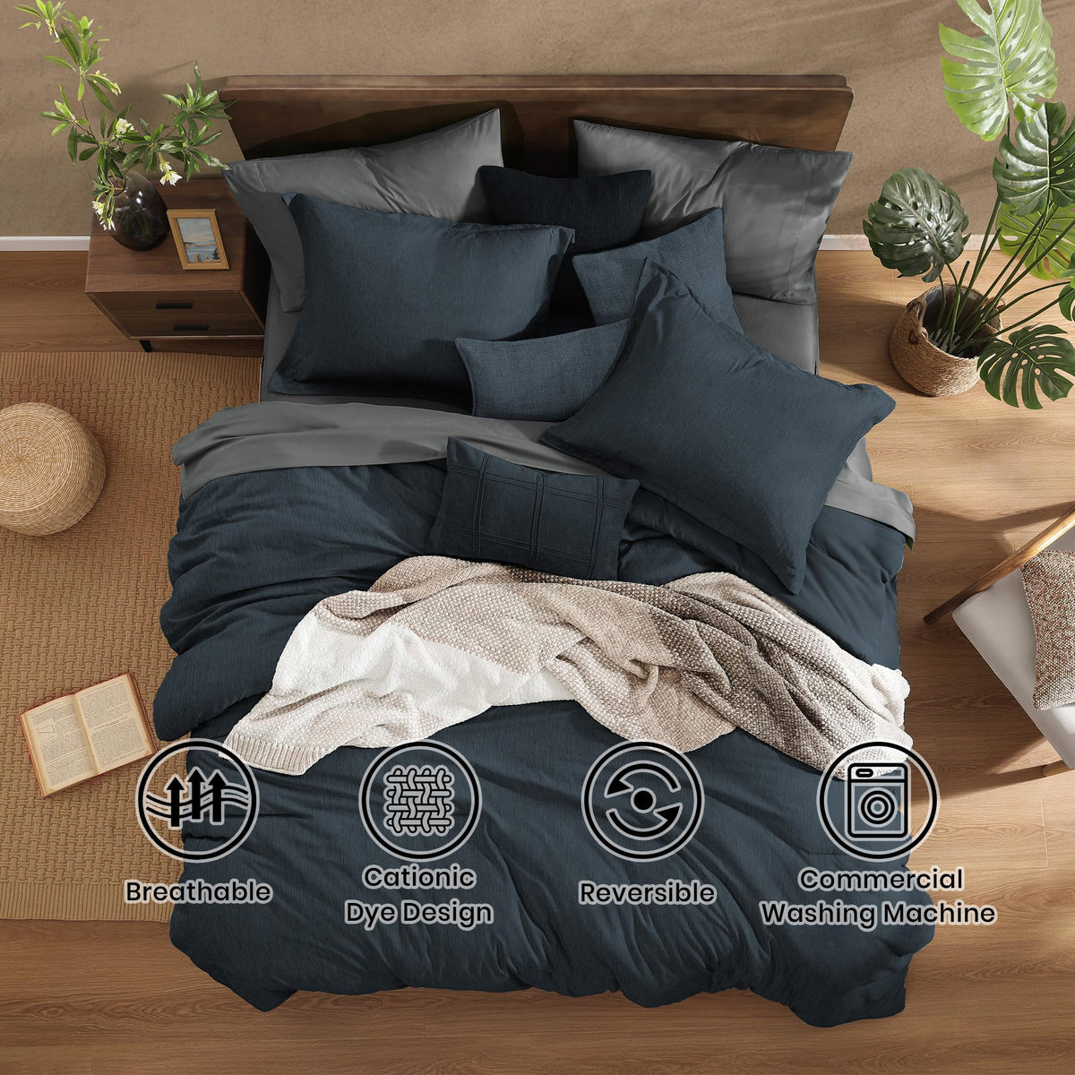 Flat sheet from Monbix set shows smooth, breathable fabric for a clean sleep surface