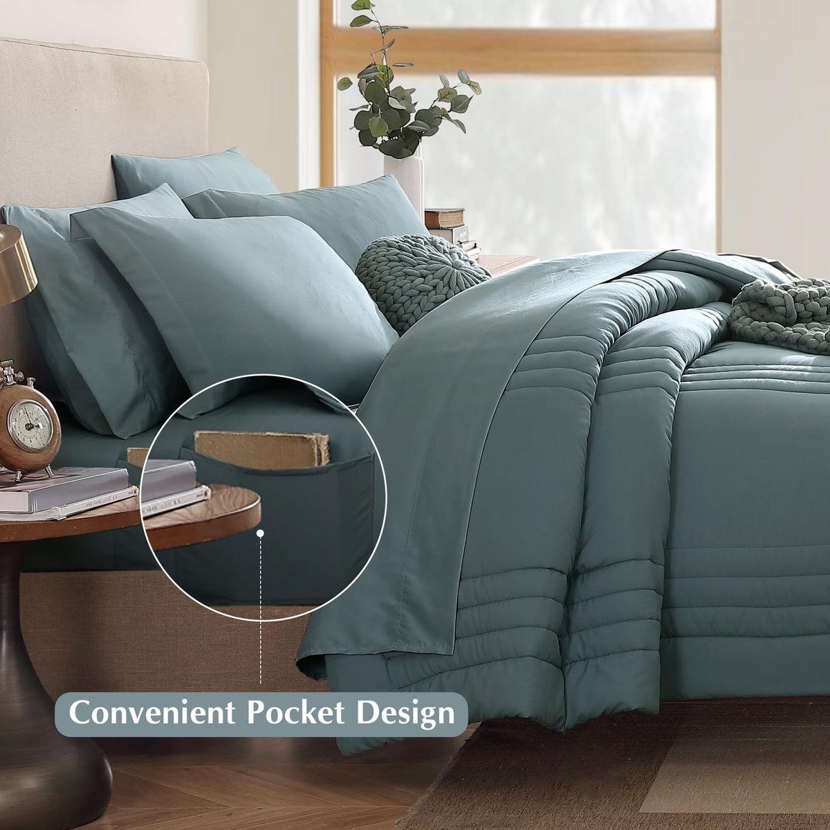 Monbix queen shams paired with the set for a polished bedroom look